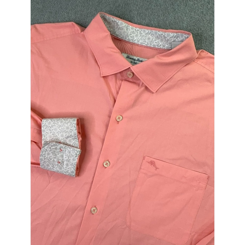 Tommy Bahama Newport Cove Long Sleeve‎ Shirt Men's Size Large Pool Pink Office